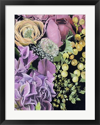 Framed Floral on Black III Print