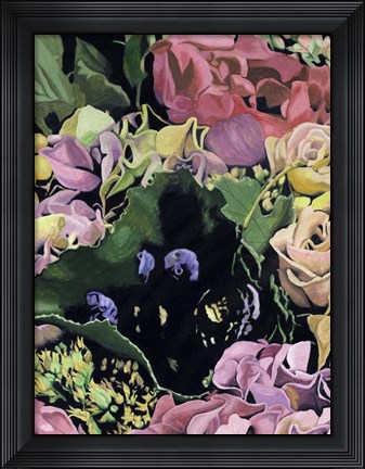 Framed Floral on Black IV Print