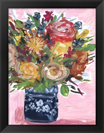 Framed Bouquet in a Vase II Print