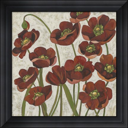Framed Sangria Poppies I Print