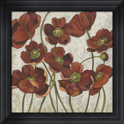 Framed Sangria Poppies II Print