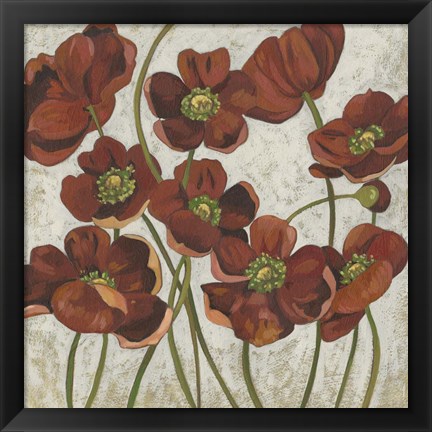 Framed Sangria Poppies II Print