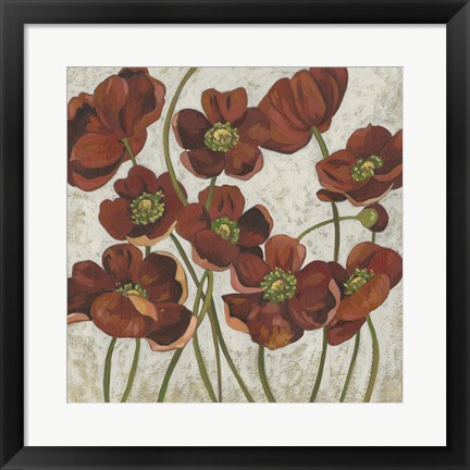 Framed Sangria Poppies II Print