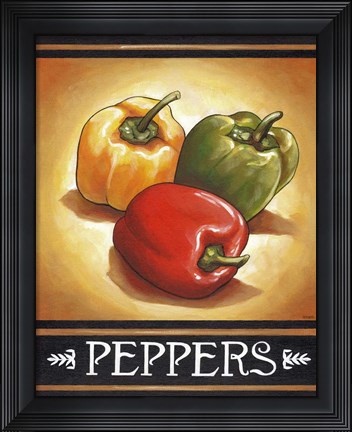 Framed Market Sign Peppers Print