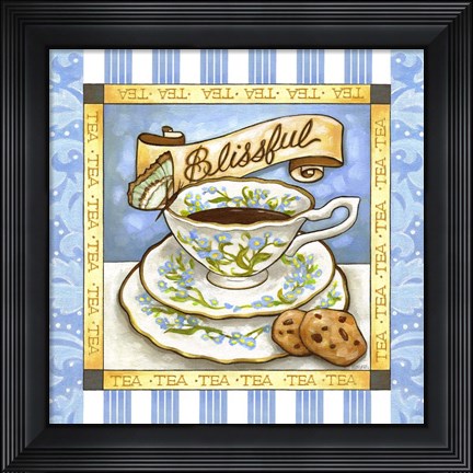 Framed Tea Blissful Blue Teacup Print