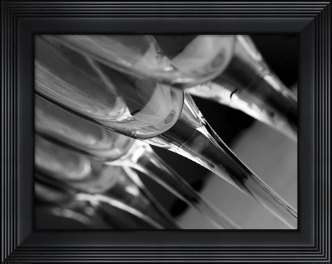 Framed Champagne Flutes In A Row 2 Print