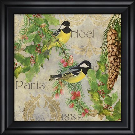 Framed Christmas Birds I Print