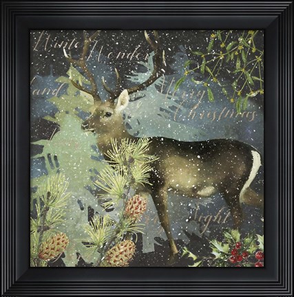 Framed Christmas Deer II Print