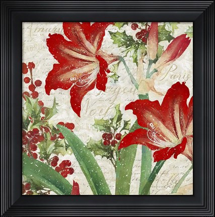 Framed Christmas Flowers I Print