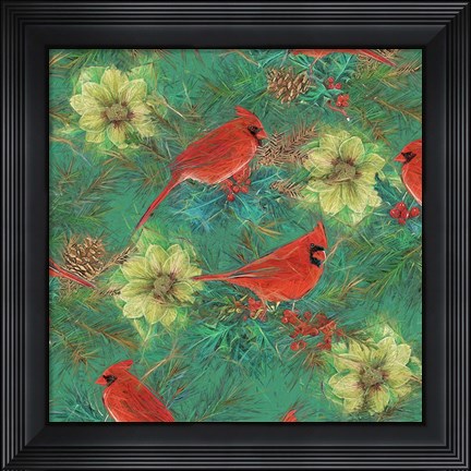 Framed Helebore and Cardinal Print