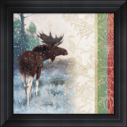 Framed Snow White Christmas Moose Print