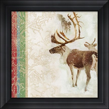 Framed Snow White Christmas Reindeer Print