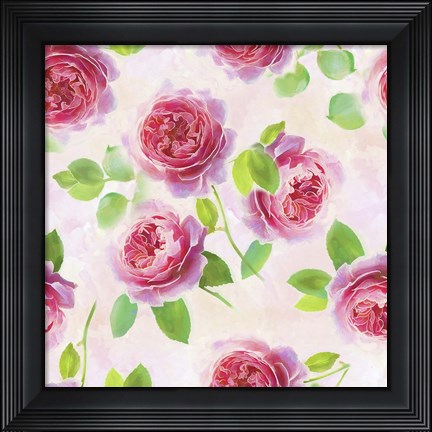Framed Tossed Pink Roses Print