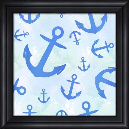 Framed Blue Anchors Print