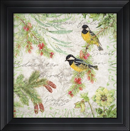 Framed Winter Birds Great Tits Print
