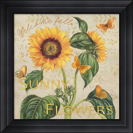 Framed Sunny Flowers Welcome Fall Print