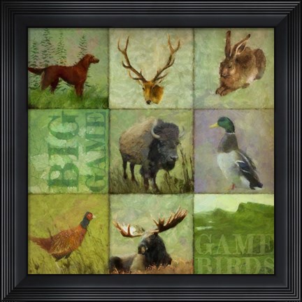 Framed Big Game and Game Birds Print