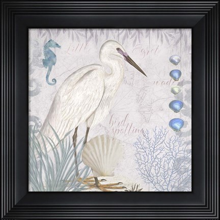 Framed Waders II Little Egret Print