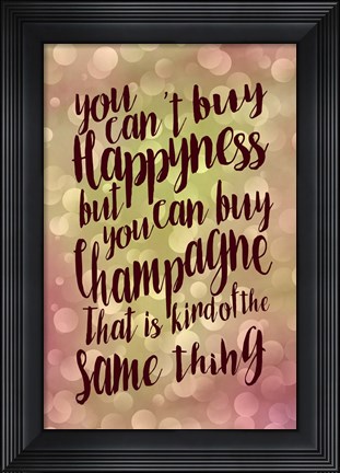 Framed Happiness And Champagne Print