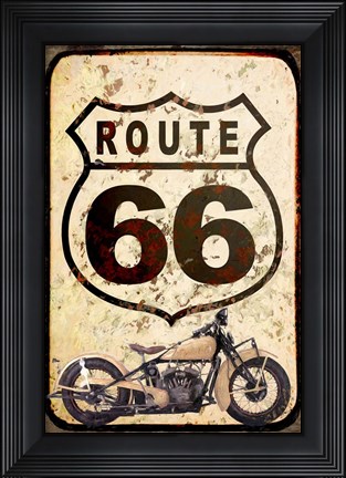 Framed Route 66 Sign With Indian Scout Print