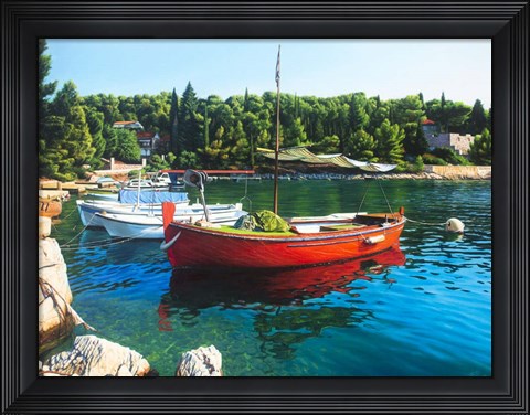 Framed Red Boat Print