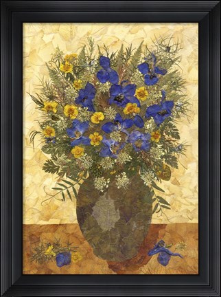 Framed Bouquet In A Green Vase Print