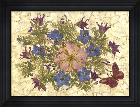 Framed Butterfly And Flowers 1 Print