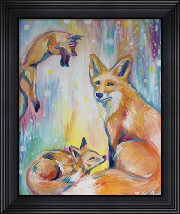 Framed Psychedelic Foxes Print