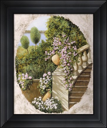 Framed Cascata di Fiori Rosa Print