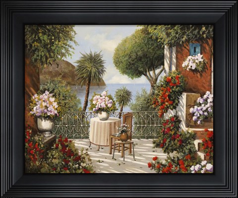 Framed Sedia Terrazza e Sgabello Print