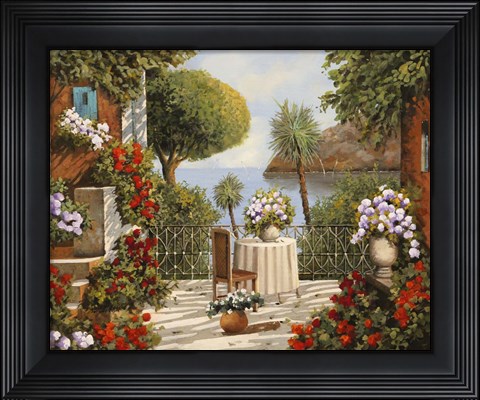 Framed Terrazza Sedia e Vaso a Specchio Print