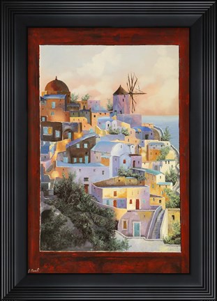 Framed Dalla Finestra Il Mulino A Santorini Print