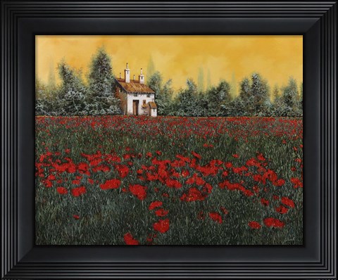 Framed Papaveri E Prato Bottiglia Print