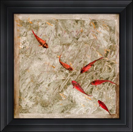 Framed Sei Pesci Rossi-Oro Print