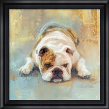 Framed Bulldog With The Blues Print