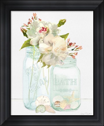 Framed Bath Time Mason Jars Print