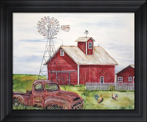 Framed Rural Red Barn A Print