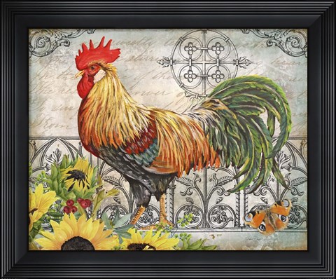 Framed Ironwork Rooster A Print