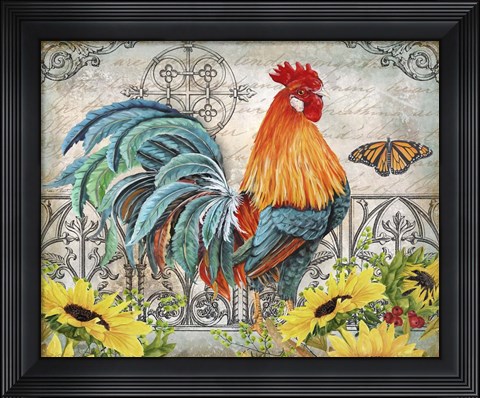 Framed Ironwork Rooster B Print