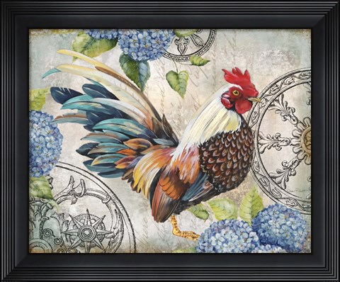 Framed Ironwork Rooster C Print