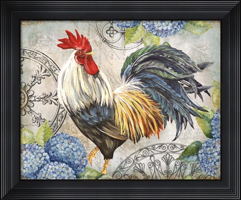 Framed Ironwork Rooster D Print