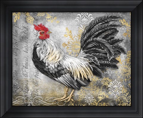 Framed Gold Lace Rooster B Print