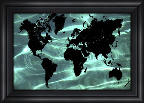 Framed Pure Ocean World Map 1 Print
