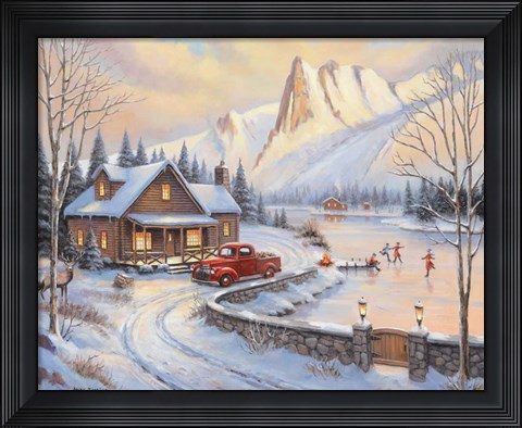 Framed Skating in the Rockies Print