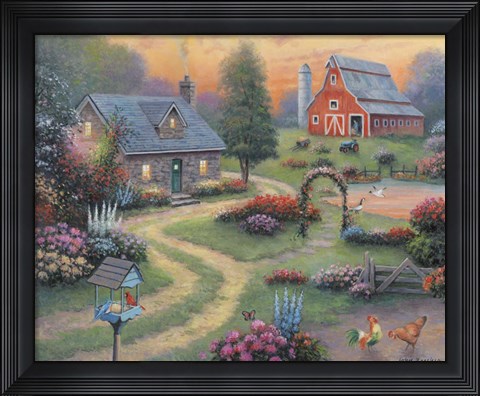Framed Cottage on the Farm Print