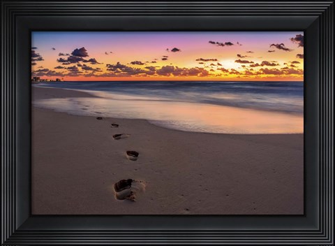 Framed Footsteps At Sunrise Print