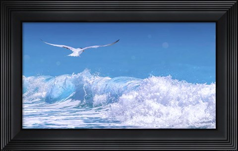 Framed Gull In The Waves Print