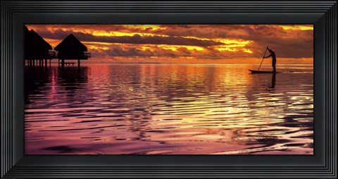 Framed Paddling Into The Sunset Print