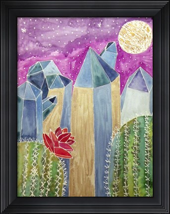 Framed Blue Kyanite Cactus Print