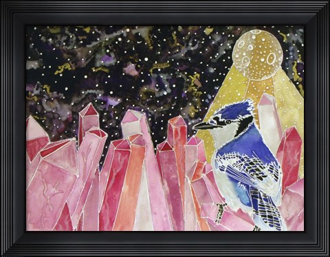 Framed Cosmic Crystal Blue Jay Print